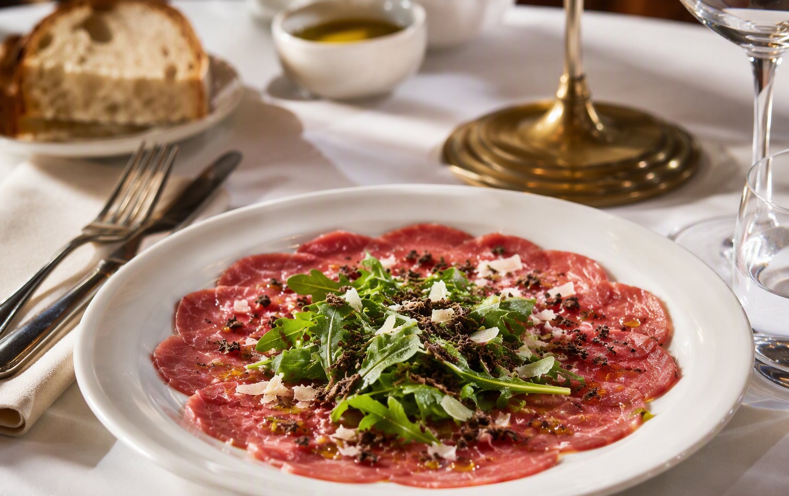 Il carpaccio con tartufo e rucola